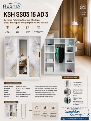 Lemari Sliding Plat Besi 3 Pintu (KSH SS03 15 AD 3)