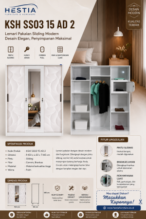 Lemari Sliding Plat Besi 3 Pintu (KSH SS03 15 AD 2)