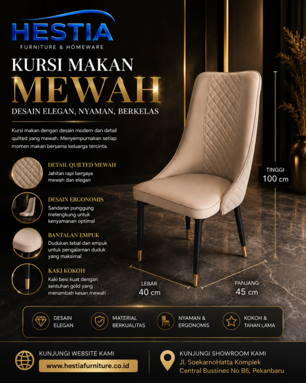 Hestia Meja Makan Import Gold