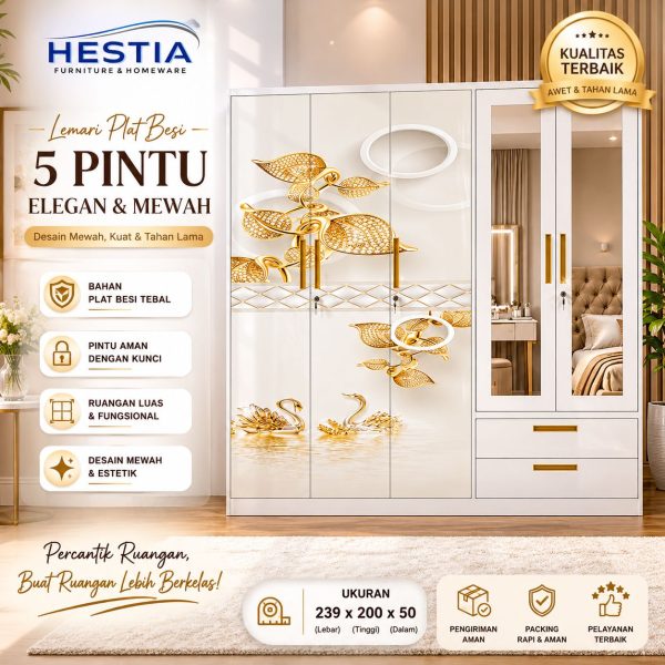 MEBEL PEKANBARU Lemari Plat 5 Pintu