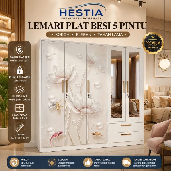 MEBEL PEKANBARU Lemari Plat 5 Pintu