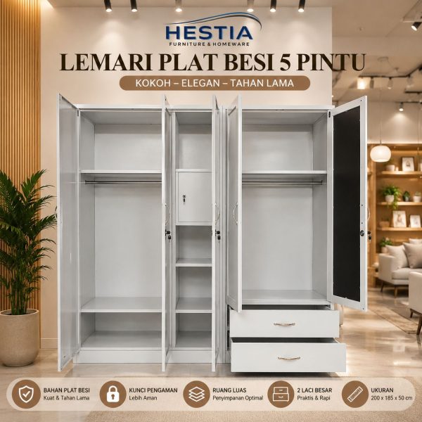 MEBEL PEKANBARU Lemari Plat 5 Pintu