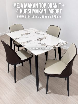 Harga Meja Makan Top Granit + 4 Kursi Makan Import
